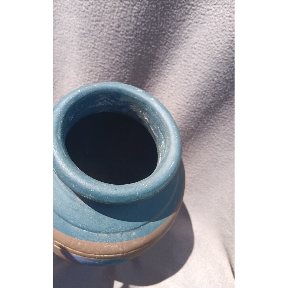 Vtg Southwest Pottery Vase Etched Geometric Terracotta Pastel Mountain Scene - Picture 4 of 8